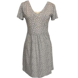 Boden Penelope Short Sleeve V-Neck Mini Dress White/Blue Floral - Sz 8P